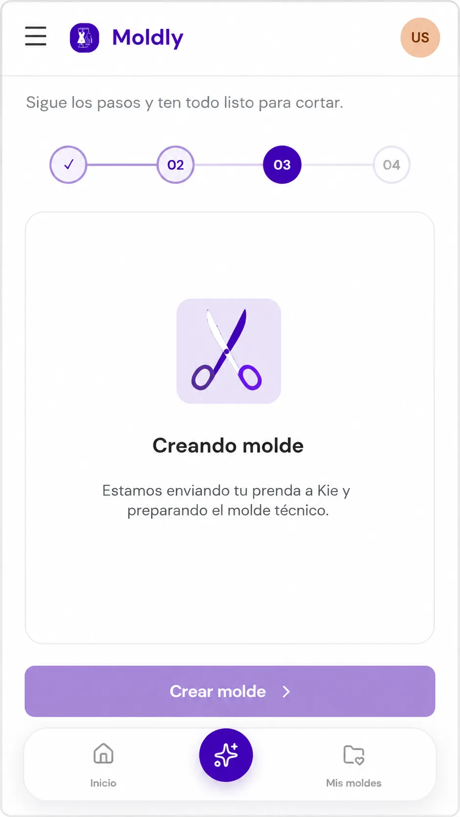 Vista de Moldly - experiencia para costureras